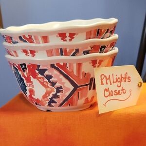 Opalhouse Set of 3 Melamine Bowls Ikat Pattern White Pink Blue